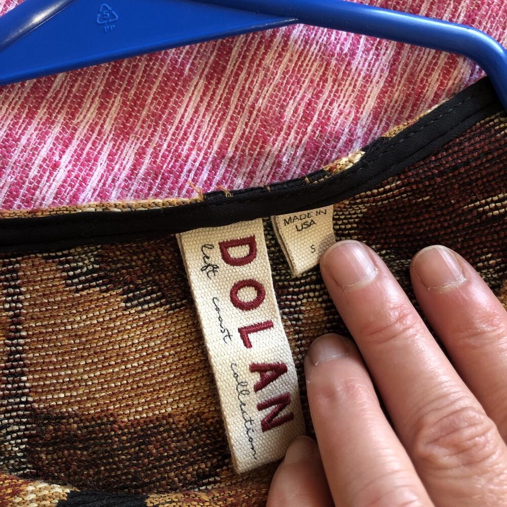 NWOT Dolan Shirt Small Brown Seraphina Tapestry Woven Cropped Boho Short Sleeve - Picture 5 of 7